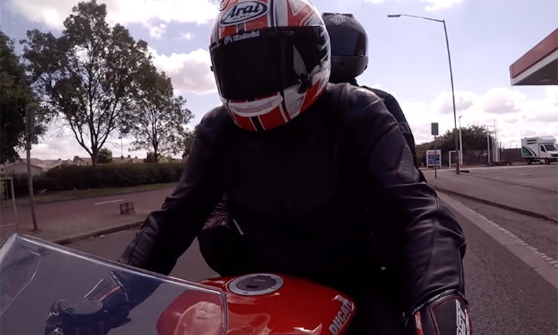 2017 Ducati Supersport S with rider and pillion