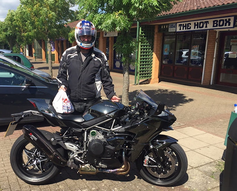 Just nipping to the shops. Not what Kawasaki imagined for the H2!