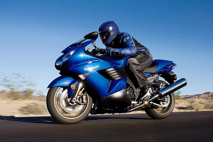 Kawasaki’s longstanding rocket-ship hyperbike, the ZZR1400, a brilliant machine that has more gloriously smooth mid-range than the supercharged H2 SX and costs considerably less!
