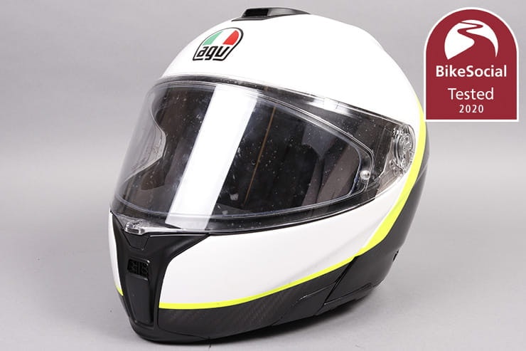 Tested: AGV Sport Modular flip-front helmet review. Can it beat the Shoei Neotec II and the Schuberth C4 Pro as the best flip-up lid?