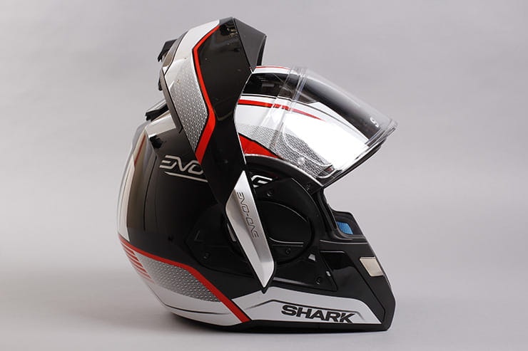 Evo-One motorcycle helmet flip front vertical