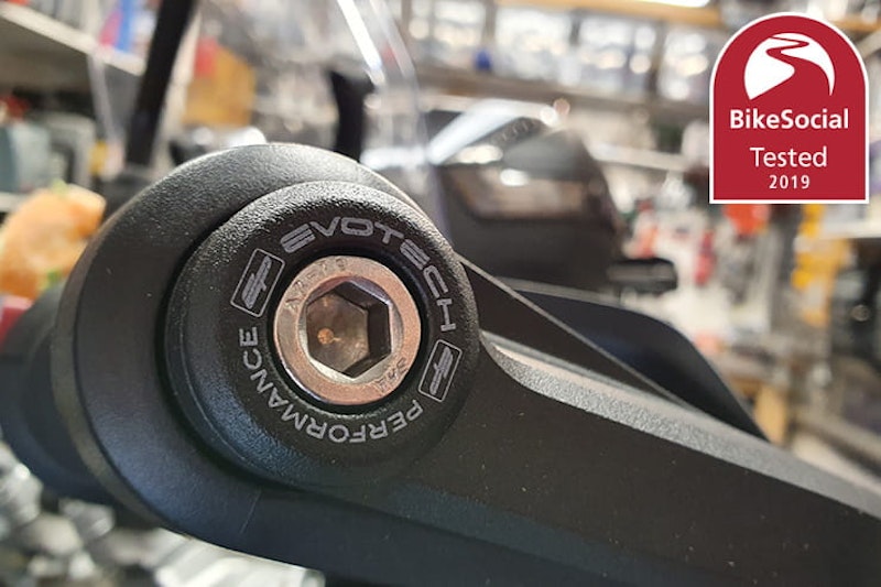 Full review of the Evotech-Performance Hand Guard Protectors; beyond adding strength, they also add weight, reducing bar vibration on the BMW S1000XR…