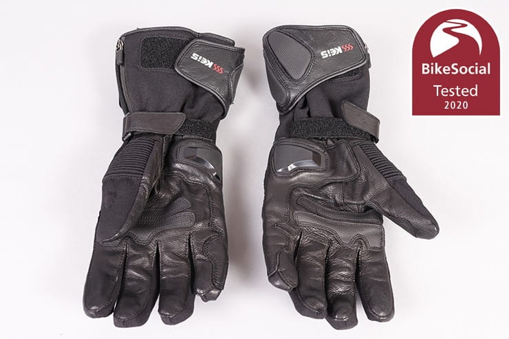 Waterproof, heated, armoured gloves powered from the bike battery or their own portable units