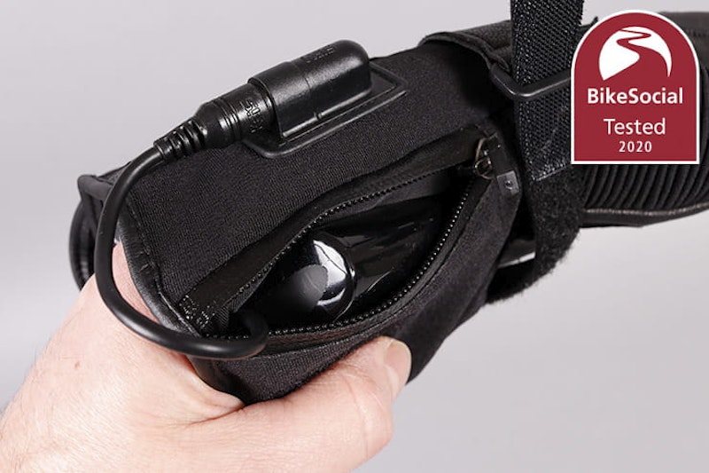 Waterproof, heated, armoured gloves powered from the bike battery or their own portable units