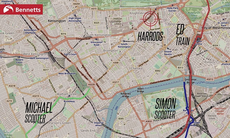 A map of how our three challengers are getting on towards the final stages