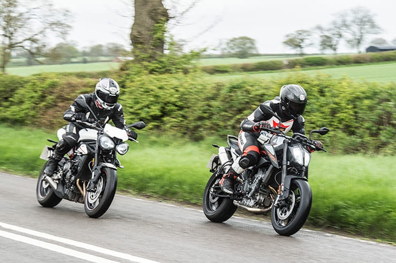KTM 790 Duke vs Triumph Street Triple R road test review