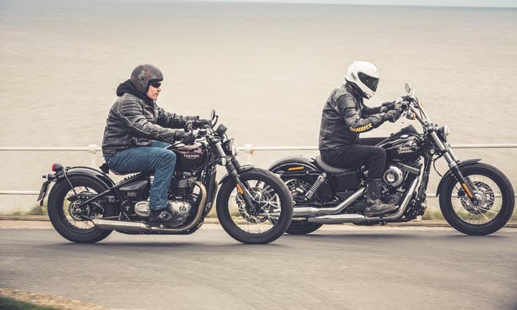 Triumph Bonneville Bobber vs. Harley Davidson Street Bob Review
