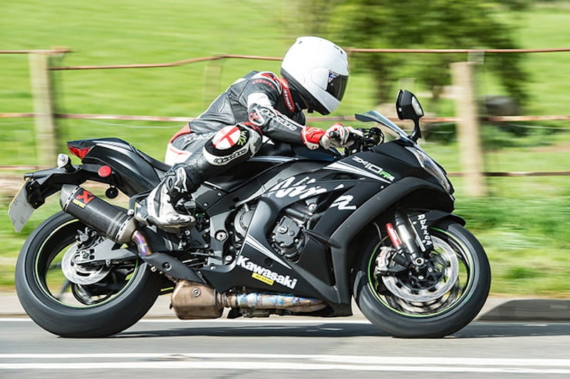 2017 Kawasaki ZX10RR Ninja riding on a summers day