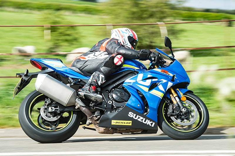 Side view of the Suzuki GSXR1000RR on a country road
