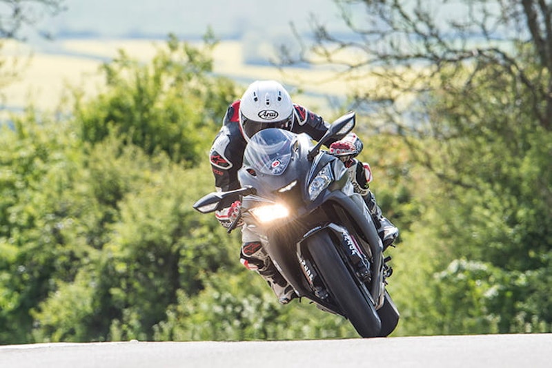 kawasaki Zx10-R Ninja Ridden over the brow of a hill