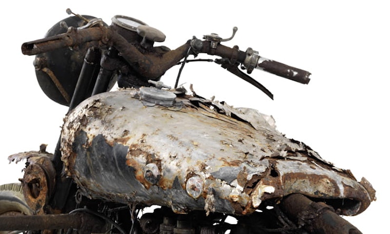 Brough Superior as found in a barn on Bodmin Moor