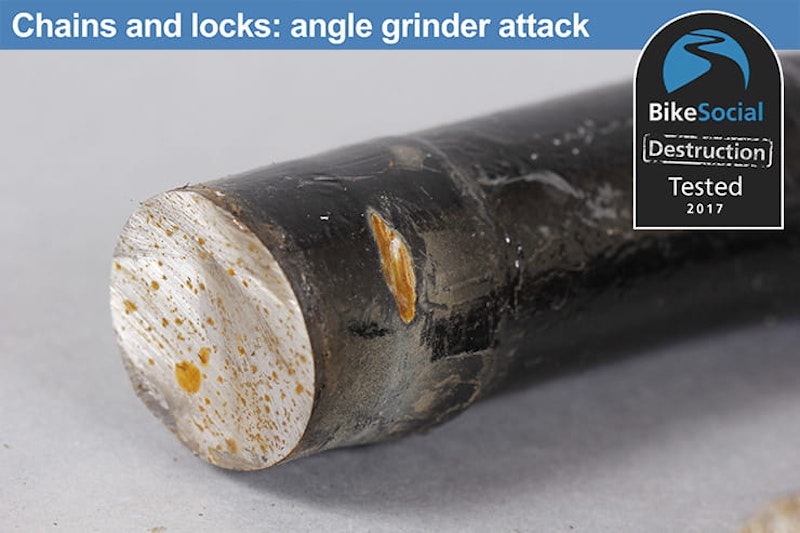 Almax Immobiliser Series V and Squire SS80CS after an angle grinder attack