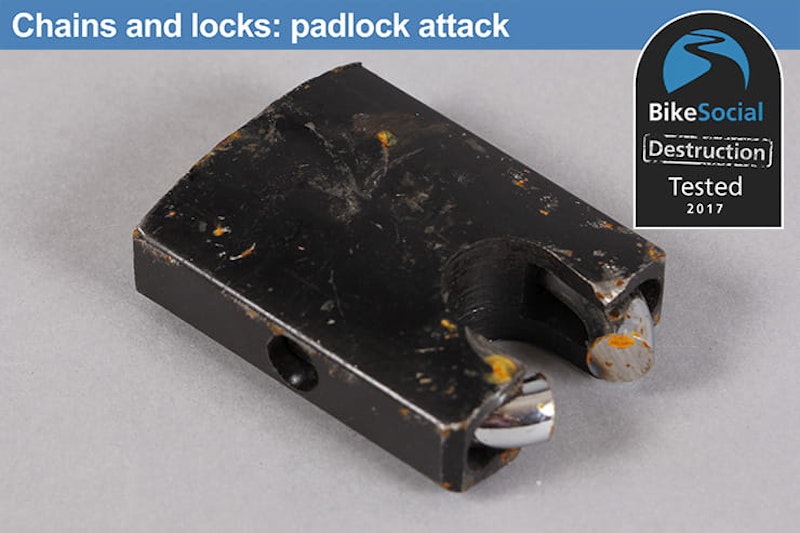 Oxford Hardcore XL chain and padlock after a padlock attack