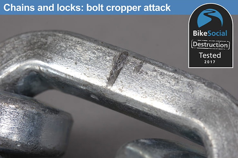 Oxford Hardcore XL chain and padlock after a bolt cropper attack