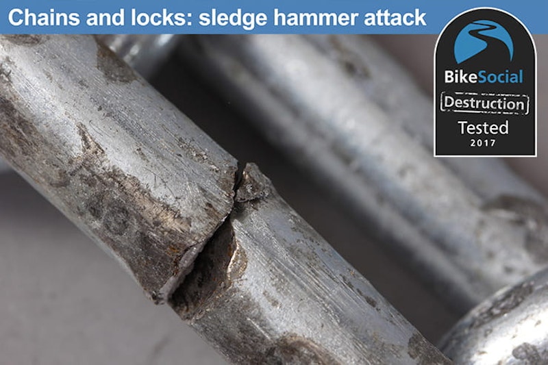 Oxford Nemesis chain and lock after a sledge hammer attack