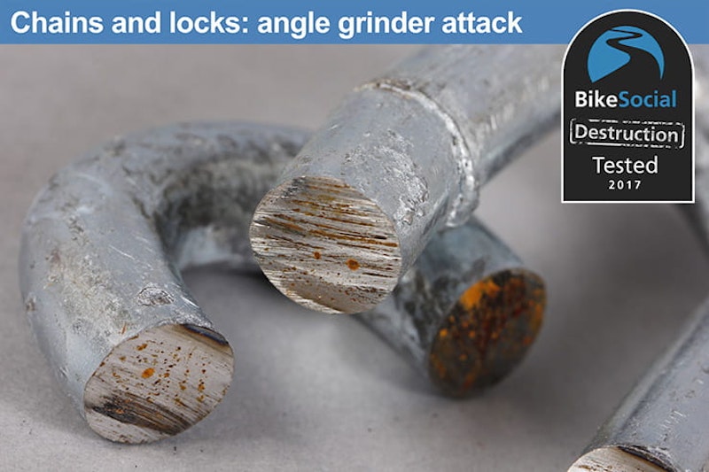 Oxford Nemesis chain and lock after an angle grinder attack