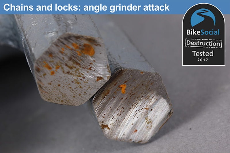 Oxford Monster XL Chain and Padlock after an angle grinder attack