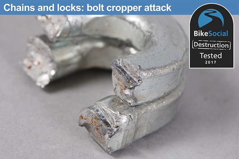 Pewag VKK 10x35 and Mul-T-Lock NE14L padlock after a bolt cropper attack