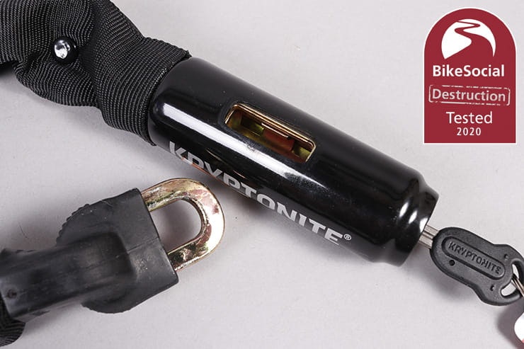 Popularised on YouTube, is this 7mm chain capable of protecting your motorcycle? Full Bennetts BikeSocial destruction review of the Kryptonite Keeper 785