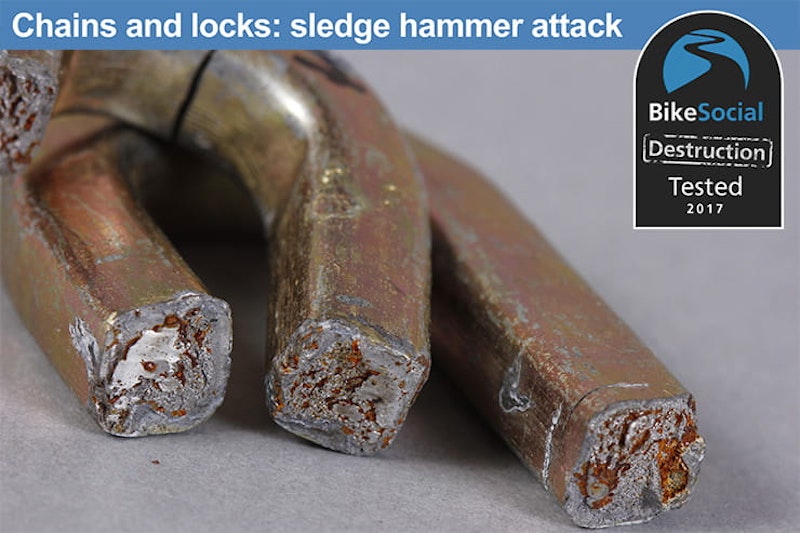 Oxford HD chain and padlock after a sledge hammer attack