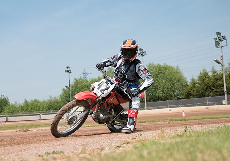 Kane Dalton gets his slide on riding flat track