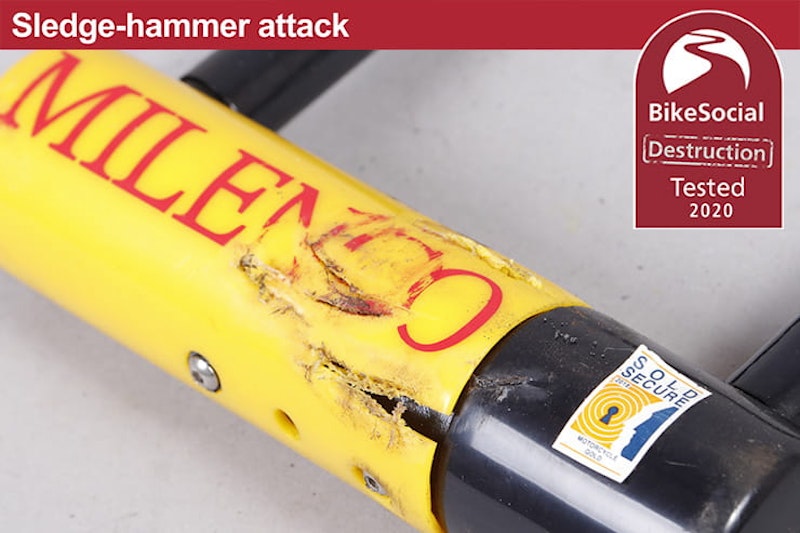 Full destruction test review of the Milenco Dundrod++ U-lock, which can be used to secure a motorcycle or scooter. Is it worth buying?
