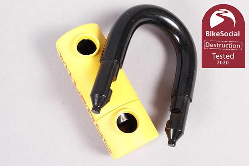 Full destruction test review of the Milenco Dundrod U-lock, which can be used to secure a chain or on its own as a disc lock. Is it worth the money?