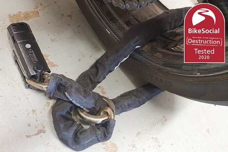 Full destruction review of the alarmed Abus Granit Detecto XPlus 8077 motorcycle disc lock. Cut, smashed and pried to find out if it will protect your bike
