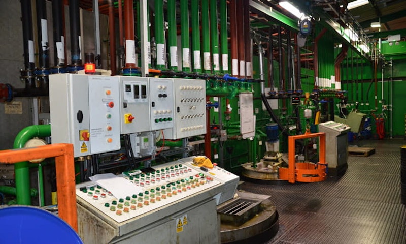 A mixing console in the Rock oil processing plant