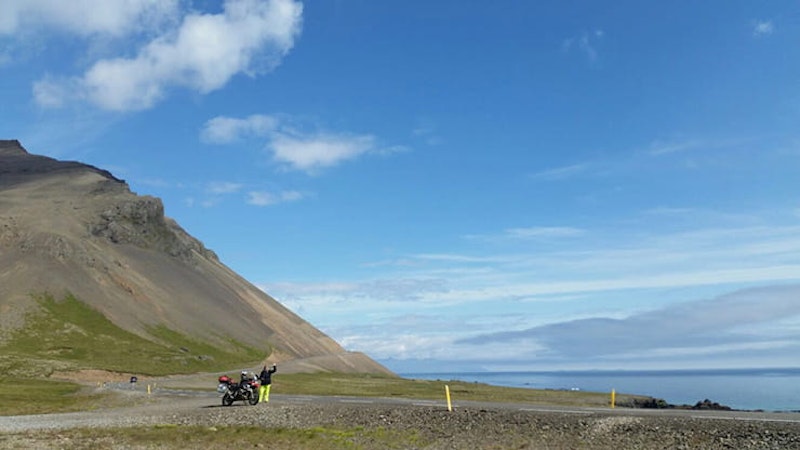 Blue skies and the ocean in Iceland