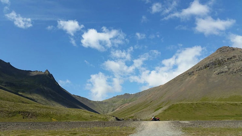 Sunny skies above a valley in Iceland