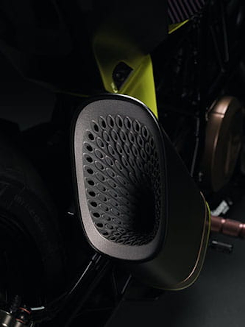 Specially designed exhaust for the bike known as 'White Arrow' in Swedish