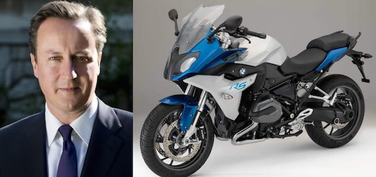 David Cameron rides a BMW R1200RS