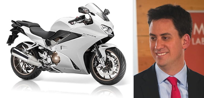 Miliband rides a VFR800