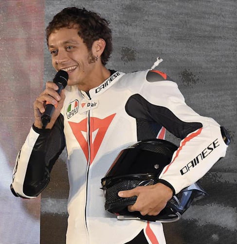 Valentino in Daniese Mugello R suit