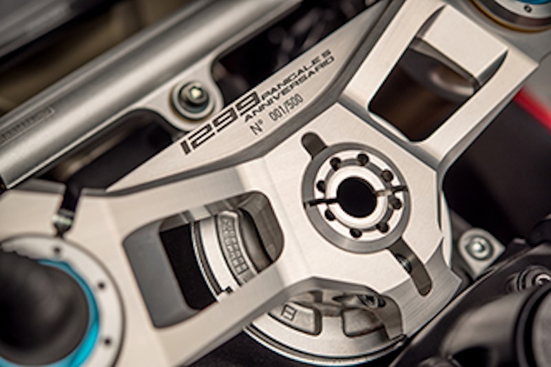 Each bike is laser-etched on it's triple clamp top yoke with its unique number