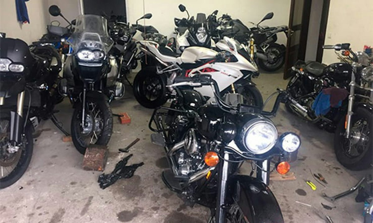 Police seize 25 stolen motorcycles