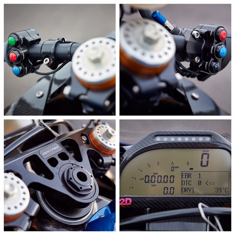 BMW HP4 RACE dashboard and handlebar detail