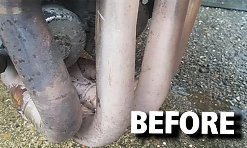 Your bikes downpipes are perfectly placed to get a faceful of whatever the front wheel flicks at them – spray, salt, grit. Here
