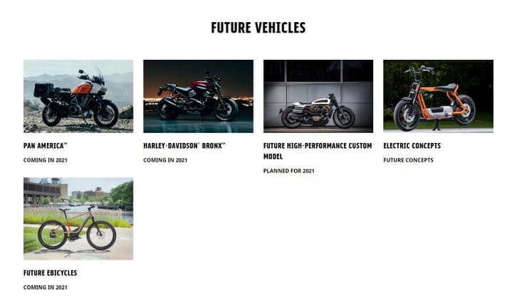 Pan America adventure bike and Bronx streetfighter now listed as ‘2021’ models. Plus more details on future Harley electric bikes.