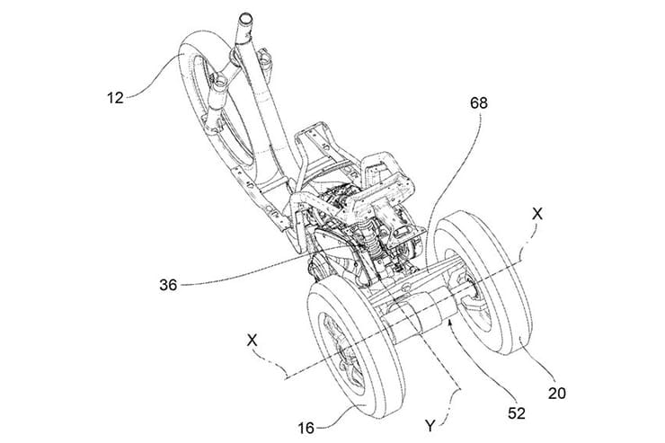 Leaning Piaggio with two wheels at the back instead of the front