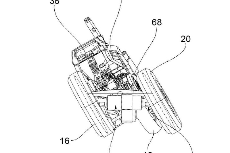 Leaning Piaggio with two wheels at the back instead of the front