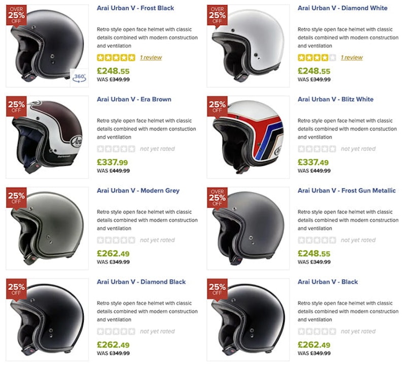 Arai open-face helmets discontinued_1