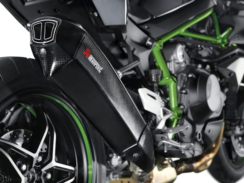 The Ninja H2's UK spec Akrapovič exhaust
