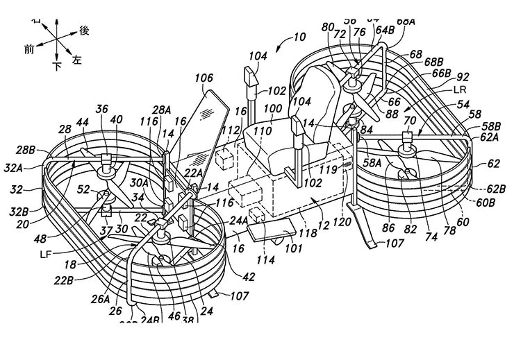 Honda applies for flying bike patents