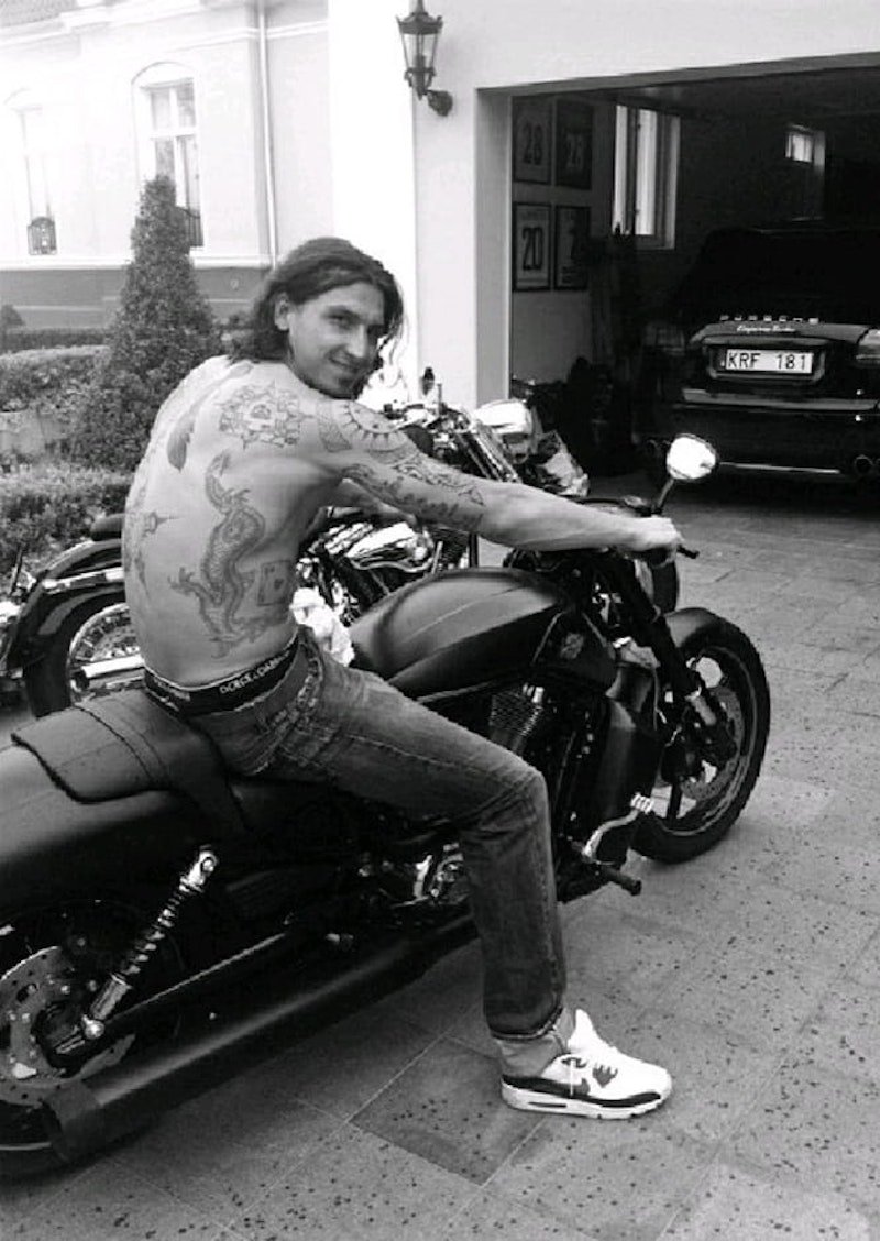 Sweden's Zlatan Ibrahimovic with his V-ROD