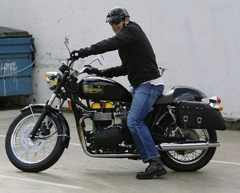 George Clooney on customised Bonneville