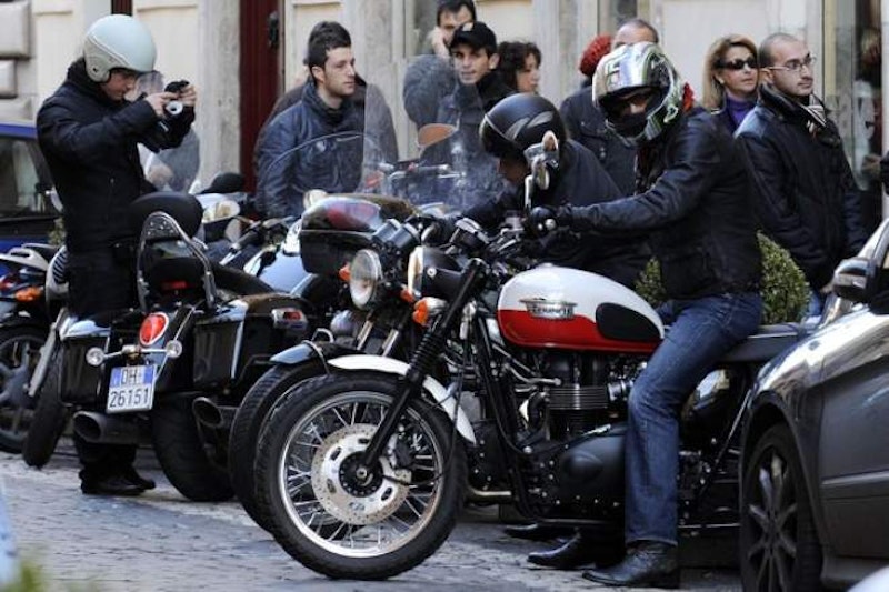 Daniel Day-Lewis with his Bonneville Scrambler