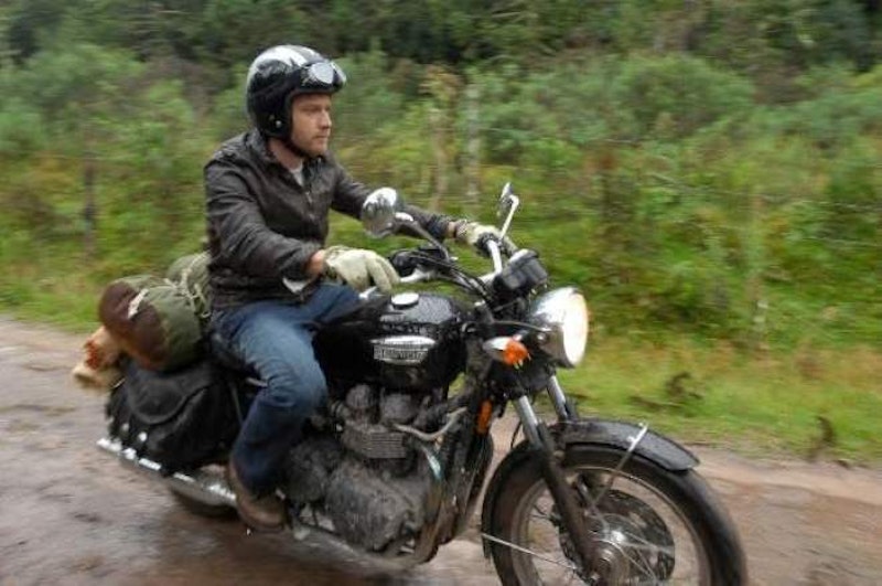 Ewan McGregor on a Bonneville