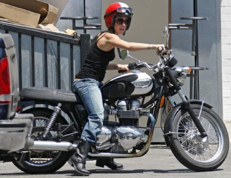 Pink on a modified T100 Bonneville